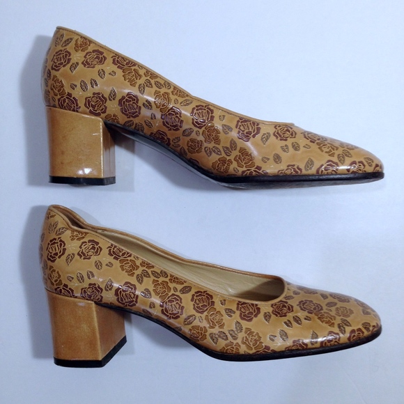DOLCE & GABBANA Rose Print LEATHER Heels Size 7 - Picture 4 of 8